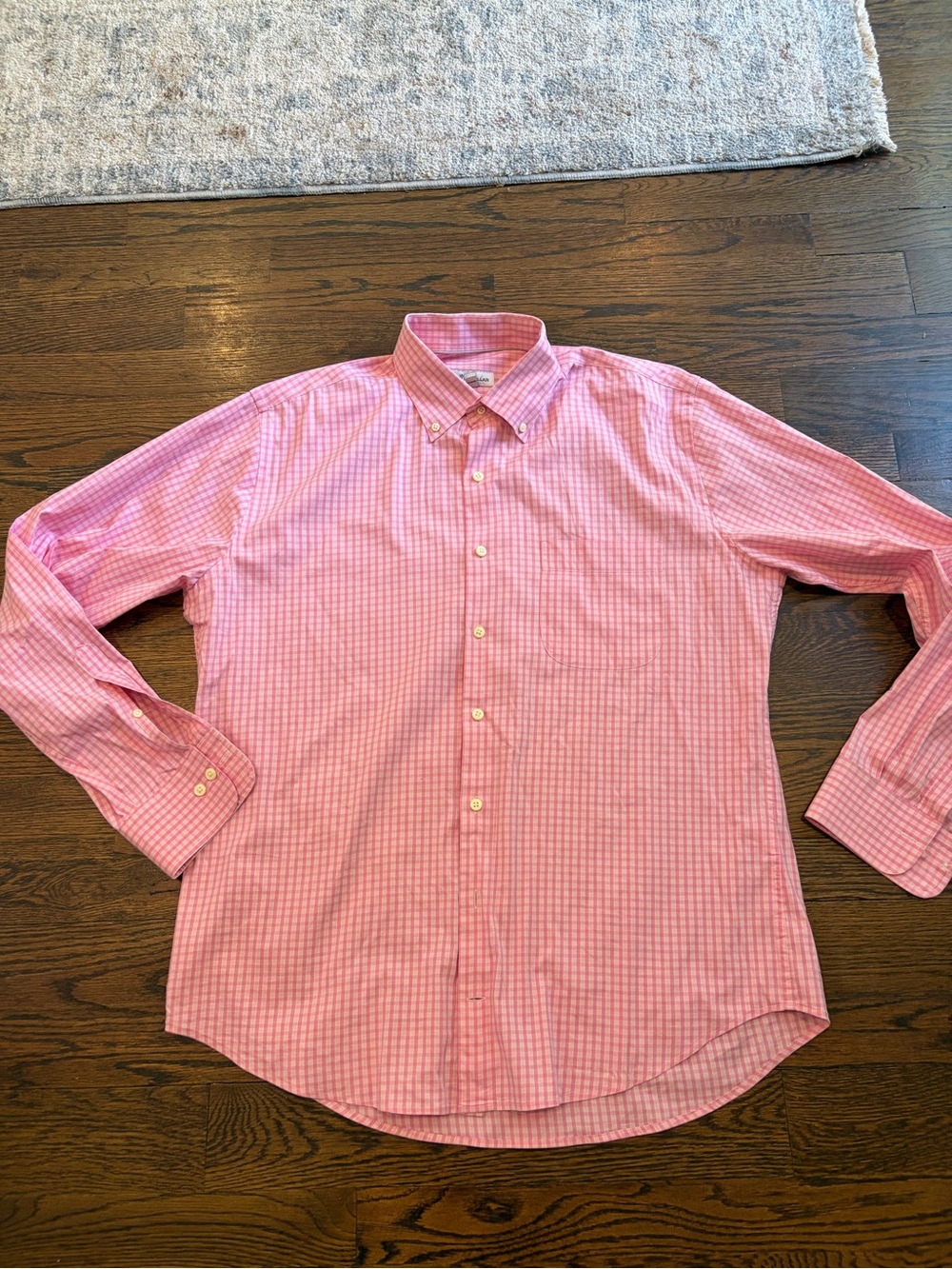 Peter Millar Pink Check Button-Down Dress Shirt